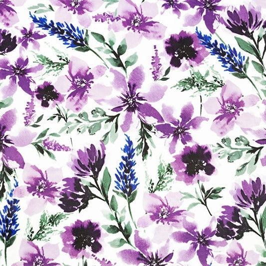 Tela Digital Cuddle Flores de Primavera Wisteria - 58" - 60" por yarda