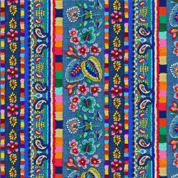 Tela de algodón multi rayada bordada - 44"/45" por yarda