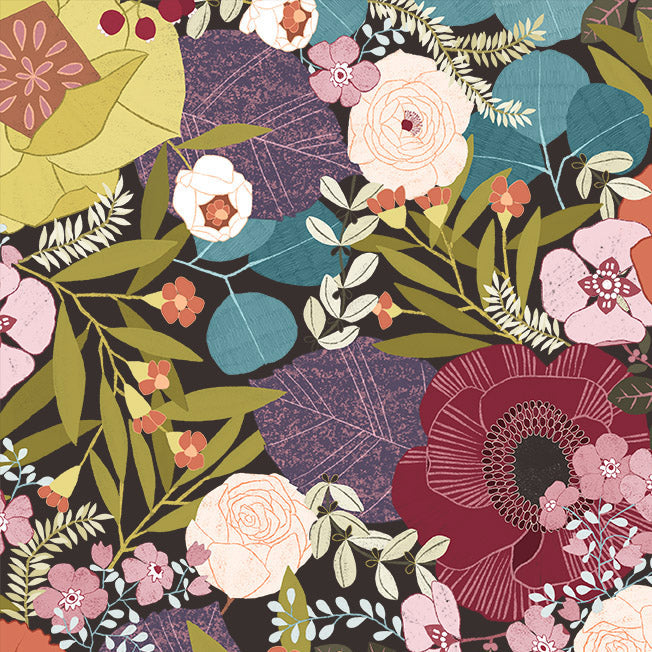 Brown Flawless Flower Cotton Fabric 44"/45" Per Yard