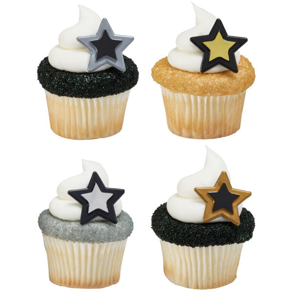 Grad Star Cupcake Rings - 144 Count