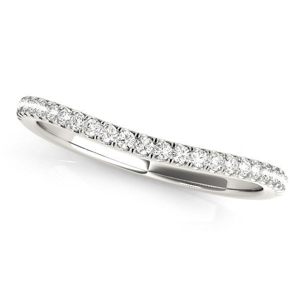 Bague de mariage en or blanc 14k avec pavé courbé
