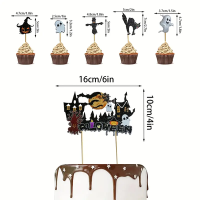 Halloween Cake Topper - 6pcs, - Korvel