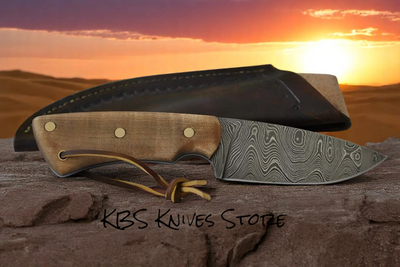 Premium Handmade Damascus Steel Skinning Knife with Walnut Grip & Leather Sheath – 8" Hunting Blade - Korvel