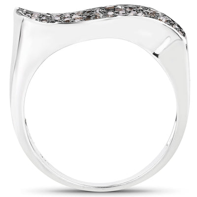 0.21 Carat Genuine Champagne Diamond Sterling Silver Ring