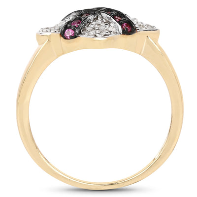 14K Yellow Gold Plated Ruby & White Cubic Zirconia Engagement Ring