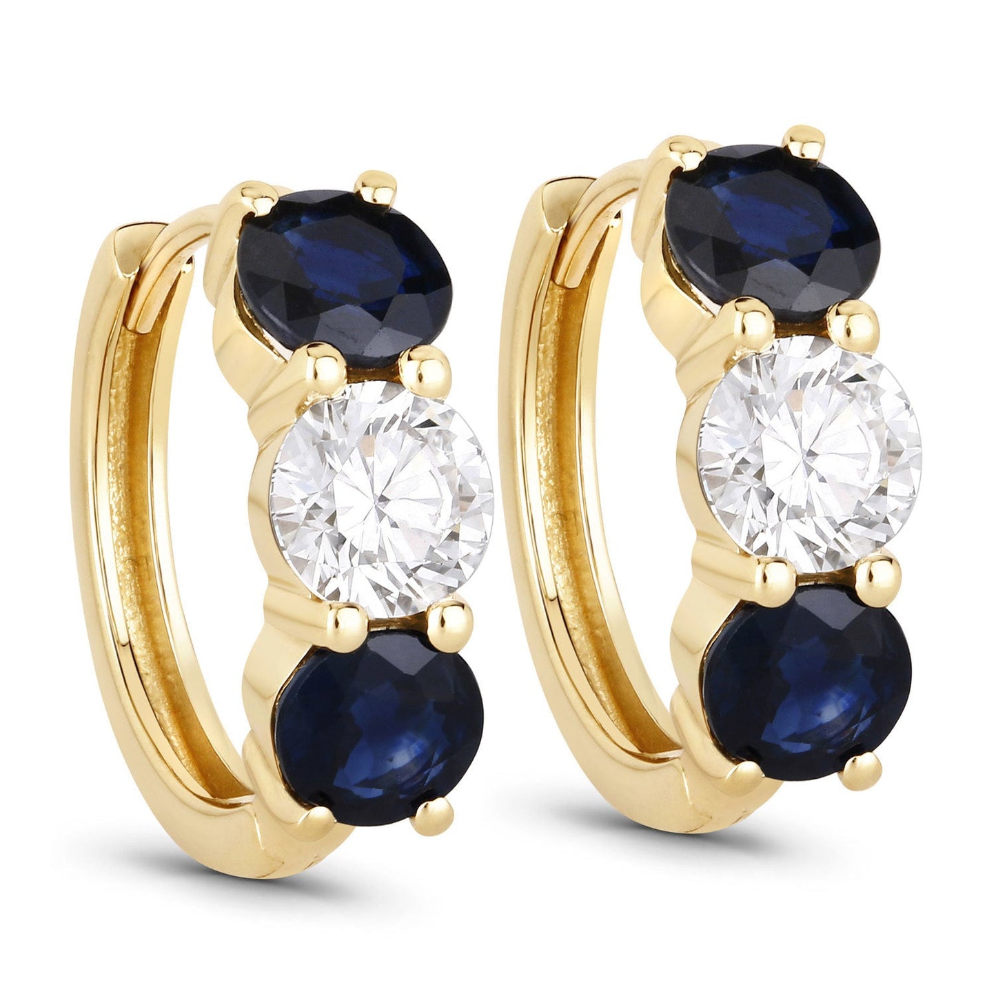 Pendientes de Zafiro Azul de 3.60 Quilates y Diamante Creado en Laboratorio en Oro de 14K