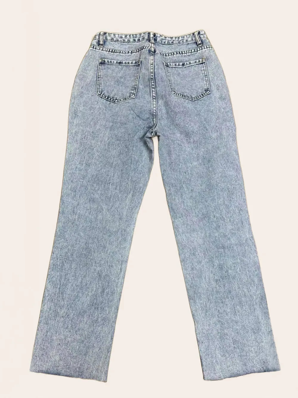 Distressed Straight Leg Jeans with Pockets - Korvel