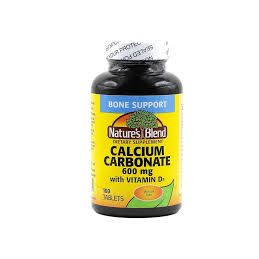 Nature's Blend Carbonate de Calcium 600 mg avec D3 400 UI - 100 Comprimés