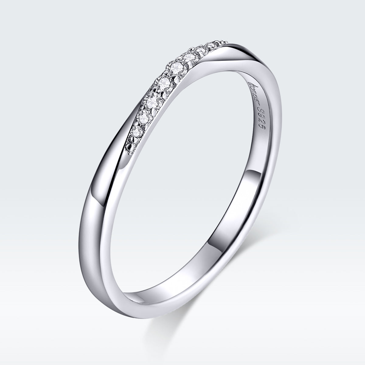 Anillo de CZ con Pavé de Plata Esterlina 925 Elegante para Mujeres - Talla 6