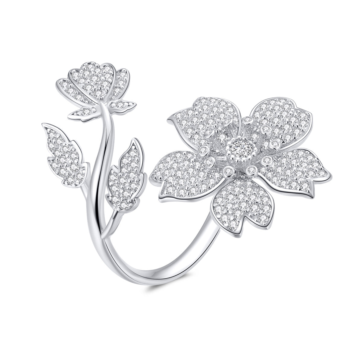 Anillo de CZ con pavé de platino chapado en plata esterlina 925