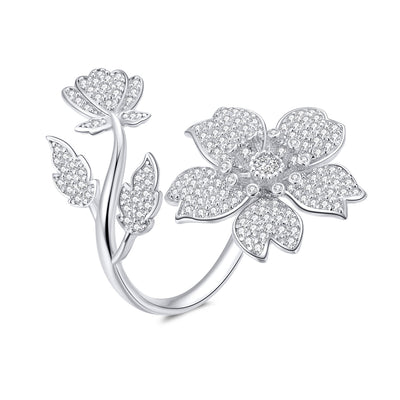 Anillo de CZ con pavé de platino chapado en plata esterlina 925