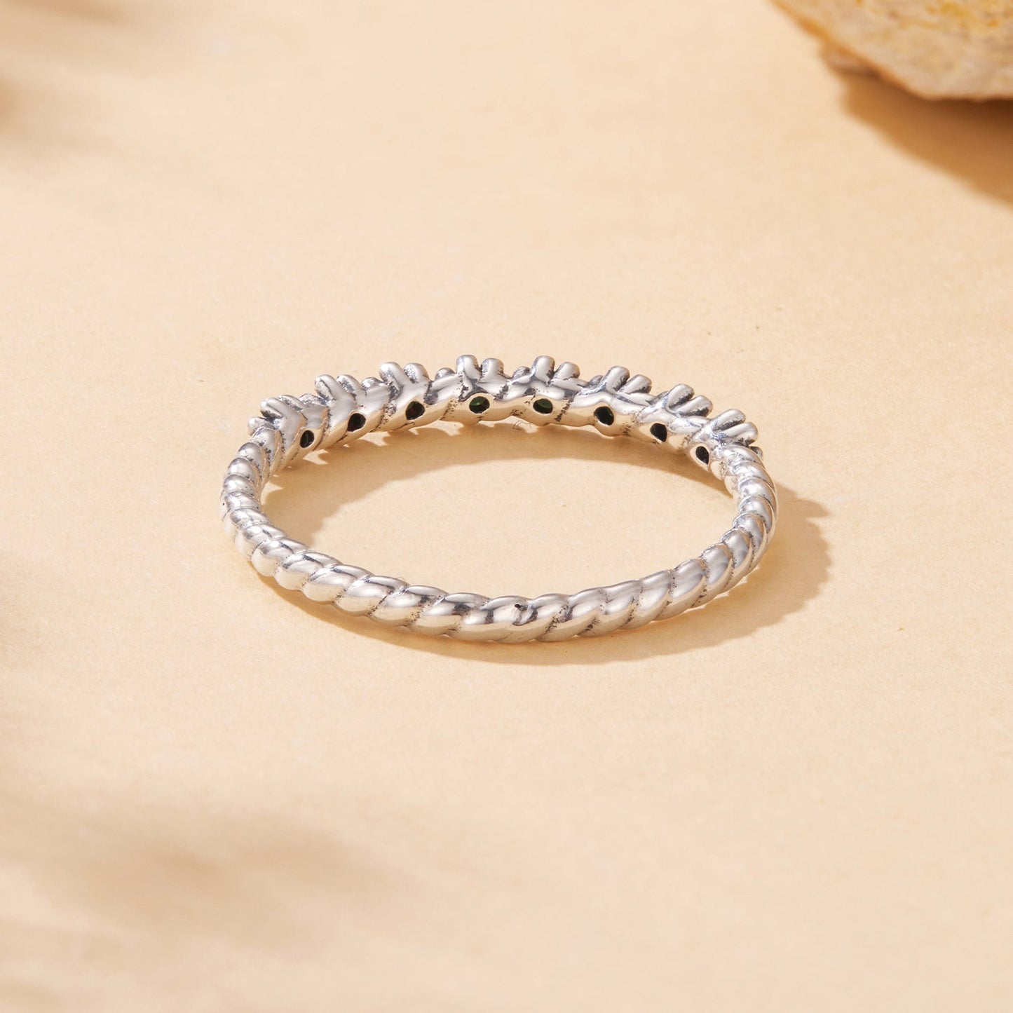 Anillo de Turquesa Sintética de Plata de Ley 925 - Talla 6.0