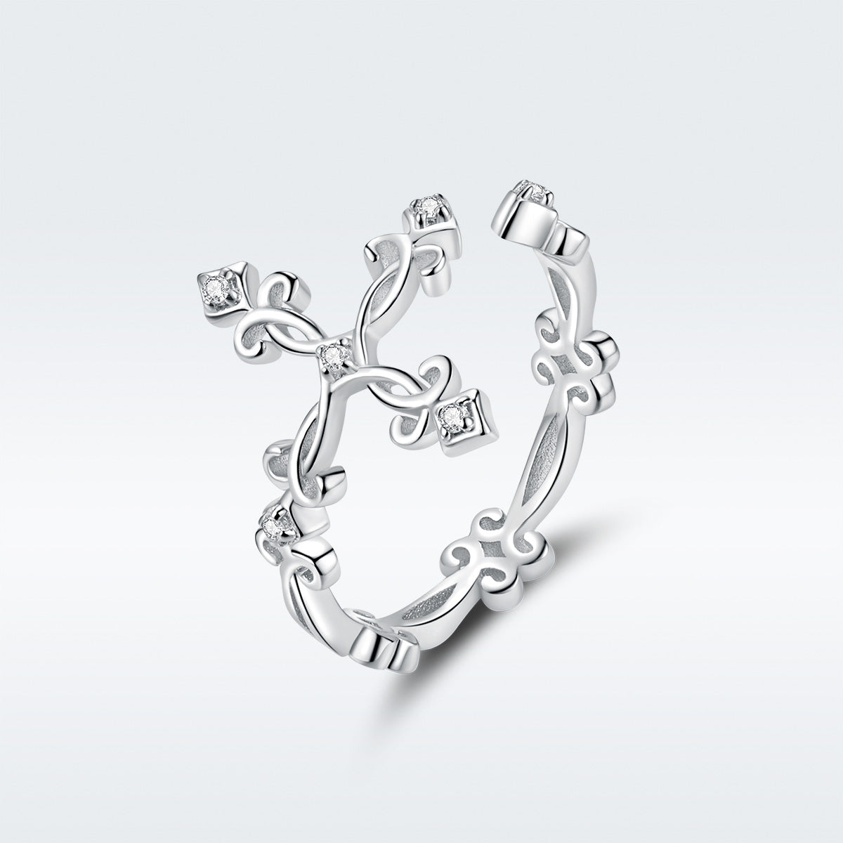 Anillo de Compromiso CZ con Montura Pavé de Plata Esterlina S925