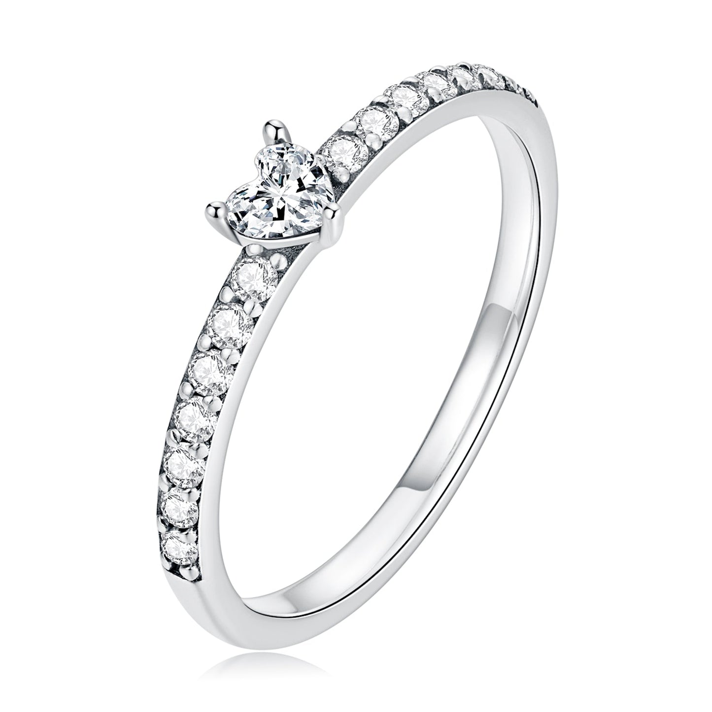 925 Sterling Silver Oxidized Engagement Ring with CZ, Size 6