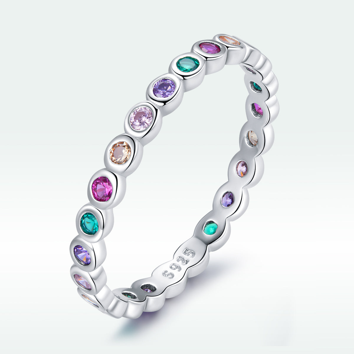 Anillo de CZ con engaste Pavé de plata esterlina 925 para mujeres - Talla 6.0