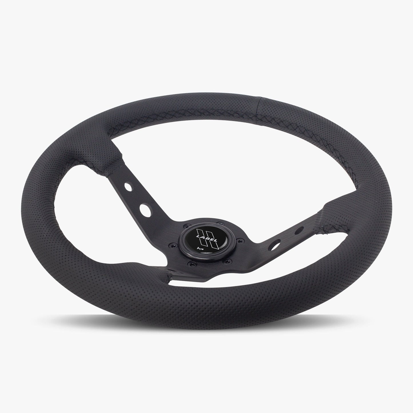 The Daytona Steering Wheel | Premium Black Perforated Leather | Sleek Black Spoke Design - Korvel