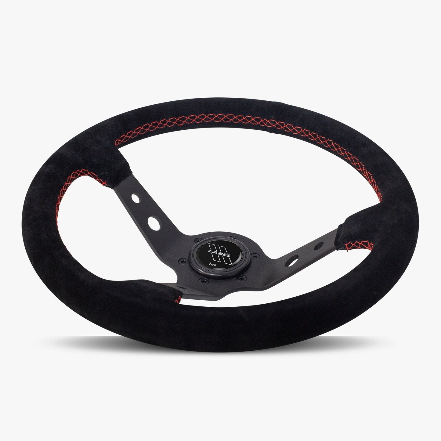 The Daytona Steering Wheel | Black Alcantara with Red Stitching - Korvel