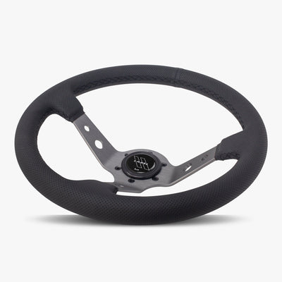 The Daytona Steering Wheel | Black Perforated Leather | Graphite Spokes - Korvel