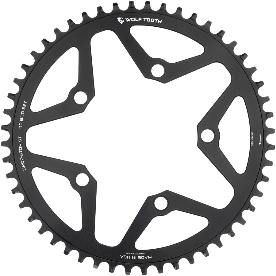 Cadena de engranaje Wolf Tooth 110 BCD Gravel CX Road - 52t Negra