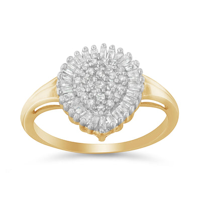 Bague cocktail en diamant en or jaune 10K - Taille 4-1/4