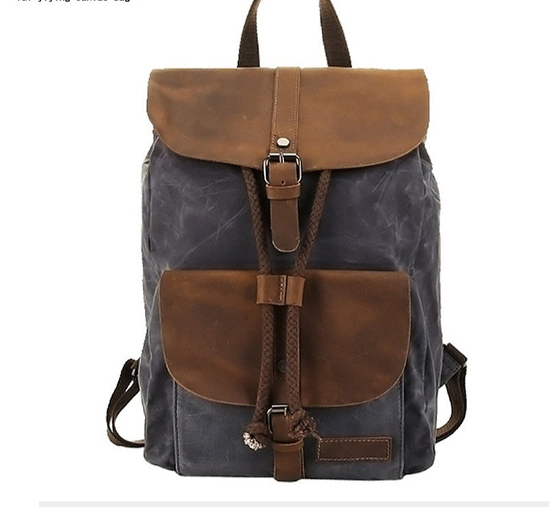 Mochila Casual de Cuero Crazy Horse Impermeable