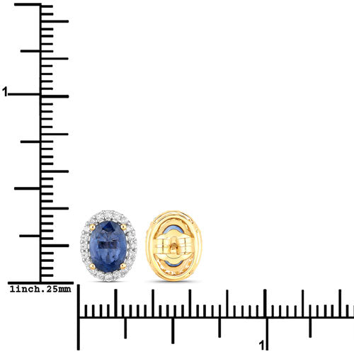 Boucles d'oreilles en saphir bleu et diamants blancs de 2,16 carats