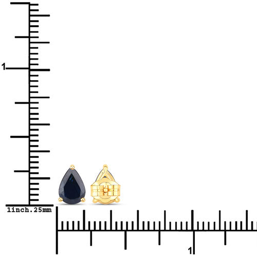 Boucles d'oreilles en saphir bleu véritable de 1,60 carat en or jaune 14K