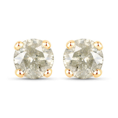 Pendientes de diamante LB genuino de 1.16 quilates en oro amarillo de 14 quilates