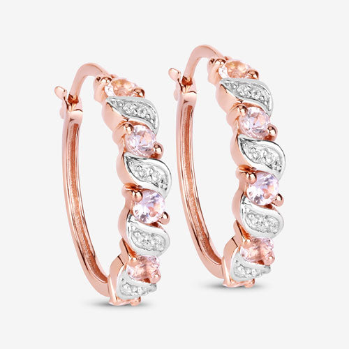 Boucles d'oreilles en Morganite et Topaze Blanche de 0,98 Carat