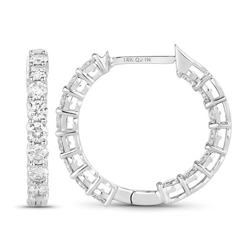 Pendientes Huggie de Diamante Creado en Laboratorio de 2.04 Quilates en Oro Blanco de 14K