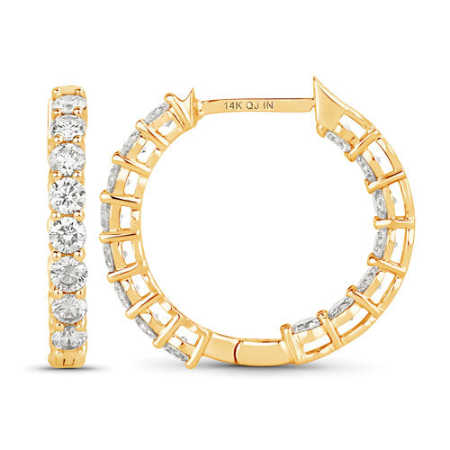 2.04 Carat Lab Grown Diamond 14K Yellow Gold Huggies Earrings