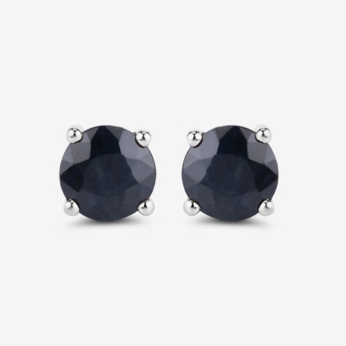 Pendientes de zafiro azul genuino de 1.70 quilates en oro blanco de 10K
