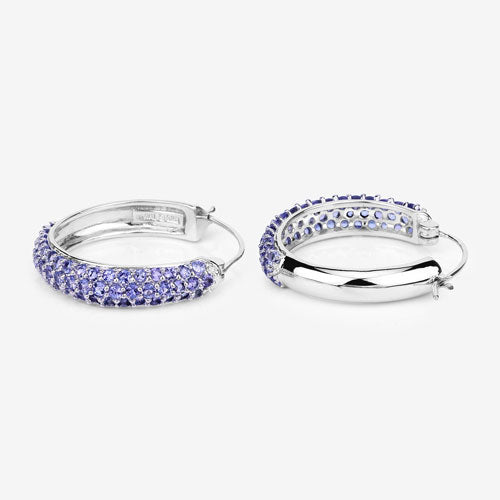 Elegant 3.06 Carat Genuine Tanzanite Sterling Silver Earrings