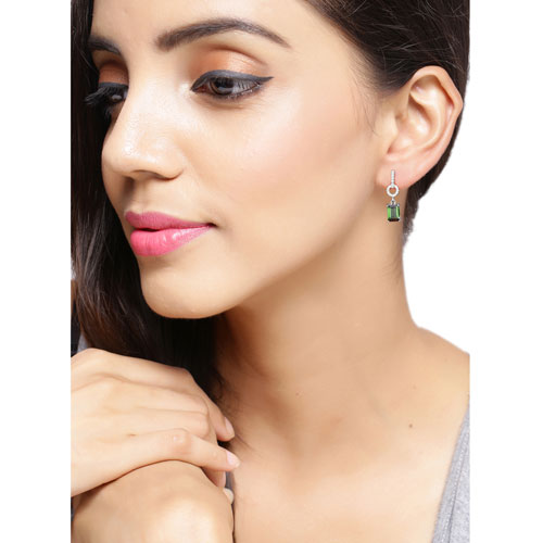 Boucles d'oreilles en or blanc 14K avec tourmaline verte et diamants de 2,28 carats