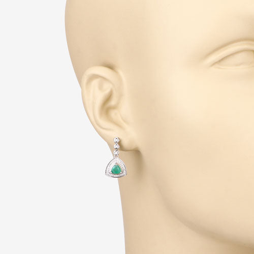 Pendientes de Esmeralda Zambiana y Diamante Blanco de 1.39 Quilates