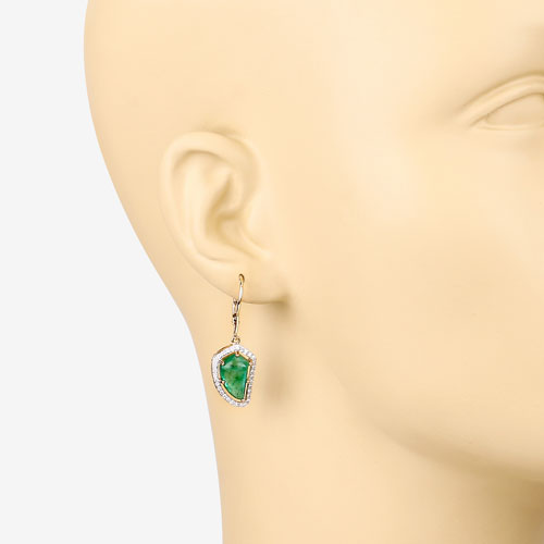 7.56 Carat Colombian Emerald & Diamond 14K Gold Earrings