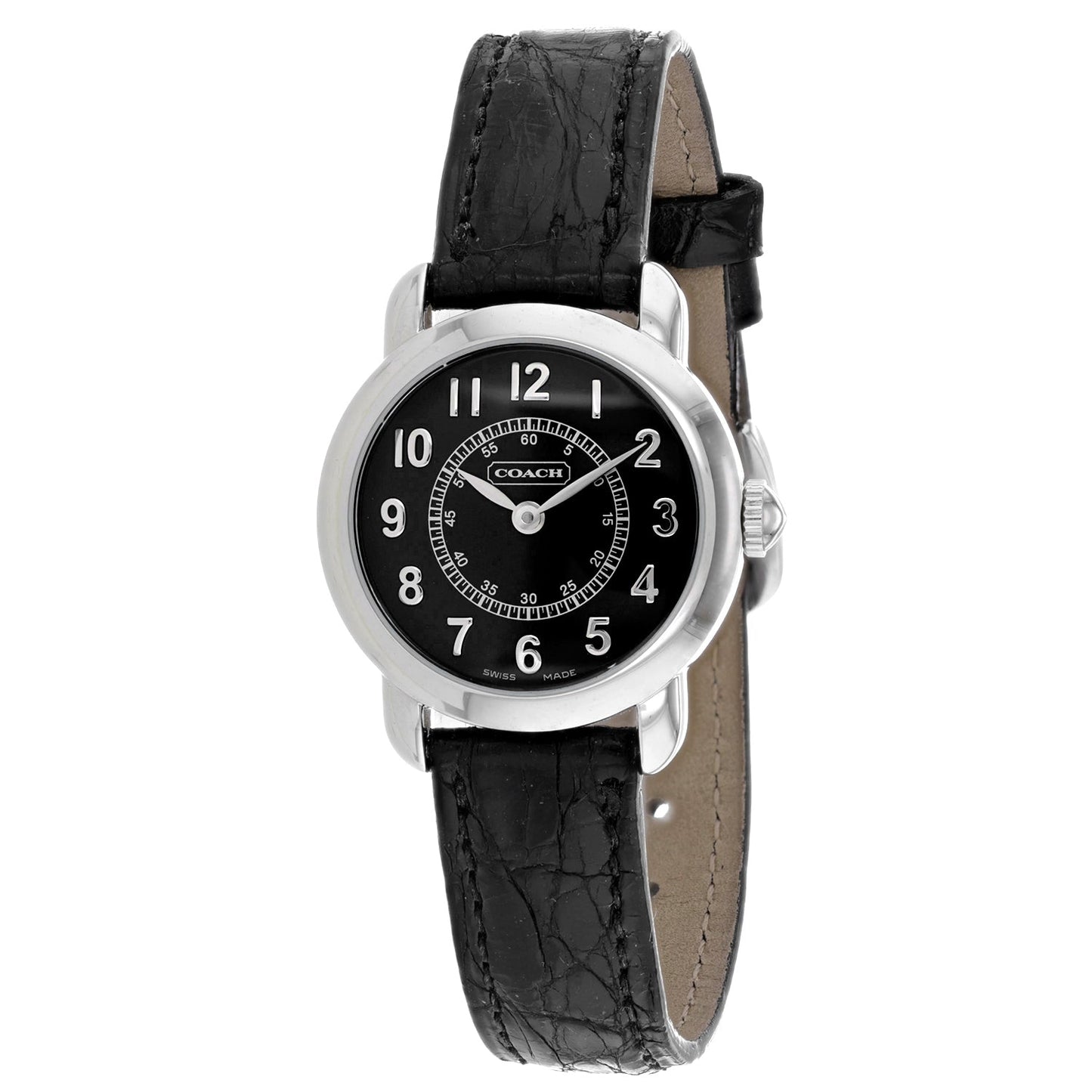 Coach Women's Black Leather Silver Quartz Watch
