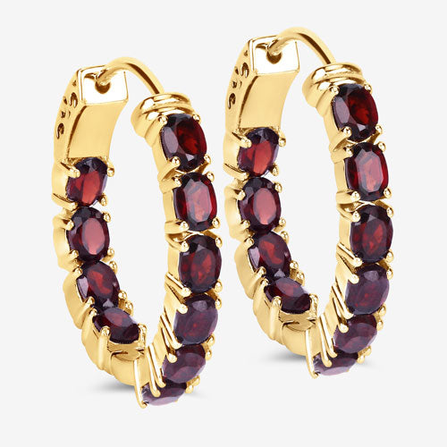 Boucles d'oreilles en argent sterling .925 avec grenat véritable de 4,00 carats