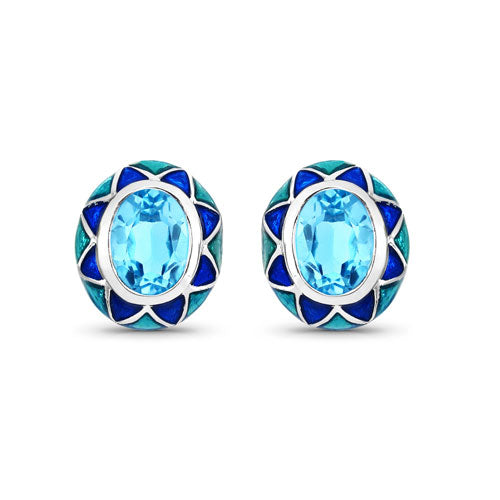 Boucles d'oreilles en argent sterling avec topaze bleue suisse de 2,90 carats