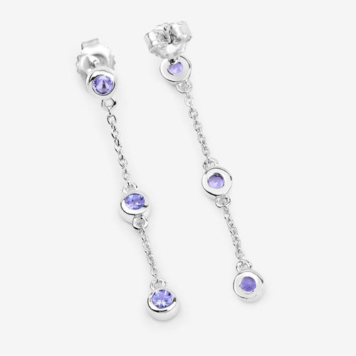 Boucles d'oreilles en argent sterling avec tanzanite véritable de 0,60 carat