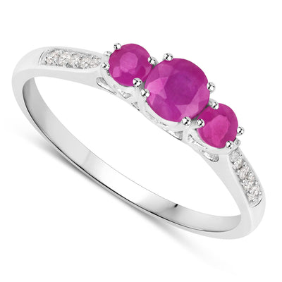 Bague de fiançailles en rubis et diamants de 0,61 carat en or blanc 14K
