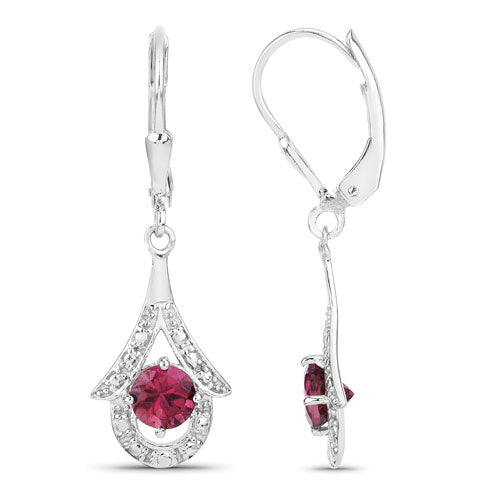 1.20 Carat Genuine Pink Tourmaline Sterling Silver Earrings