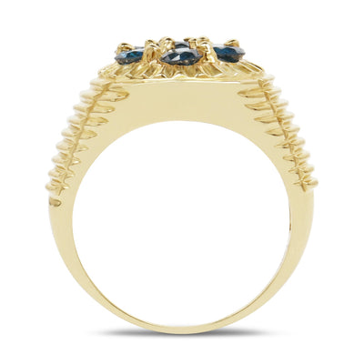 Bague de fiançailles en argent sterling plaqué or jaune 14K avec diamant bleu