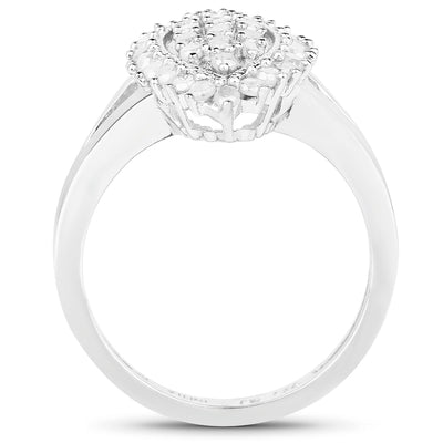 0.62 Carat Genuine White Diamond Sterling Silver Engagement Ring