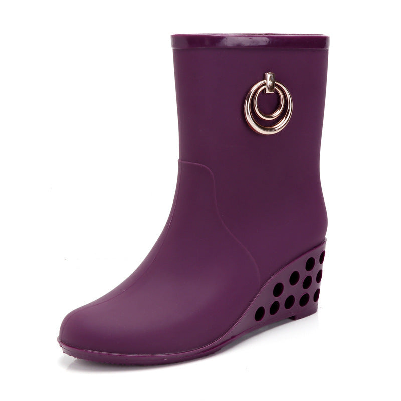 Bottes de pluie imperméables mi-tube à la mode pour femmes