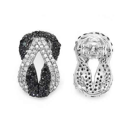 1.05 Carat Genuine Black Diamond & White Diamond Earrings