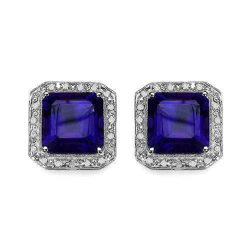 Pendientes de amatista genuina de 9.40 quilates y diamantes blancos