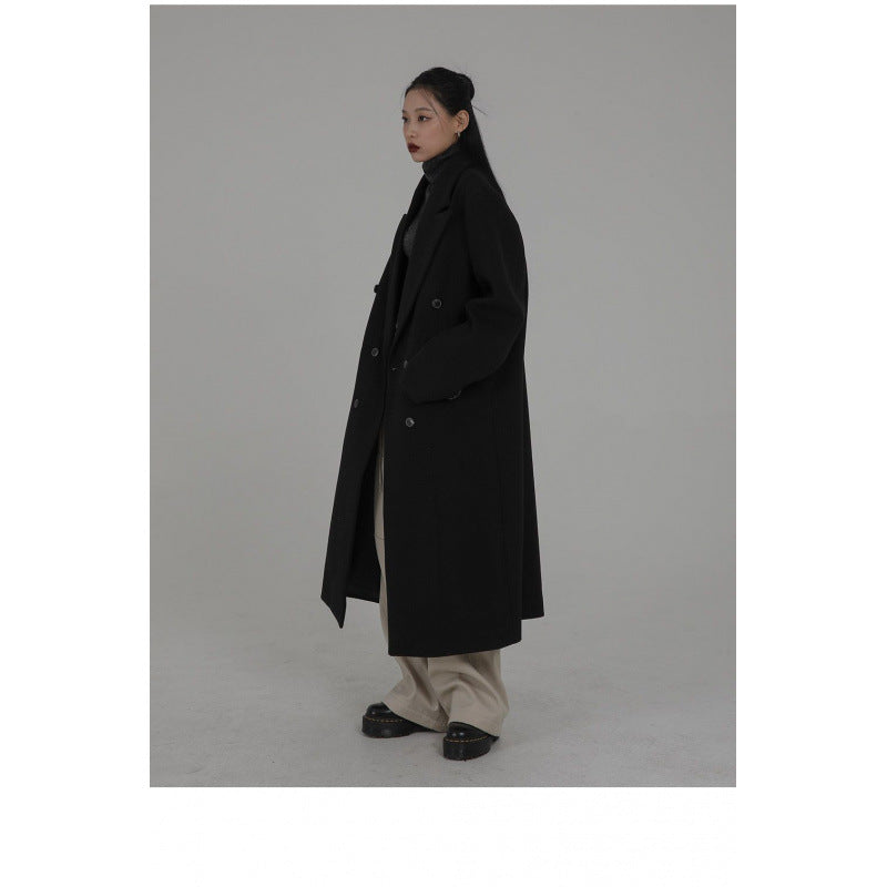 Korean-Style Hepburn-Inspired Long Wool Coat