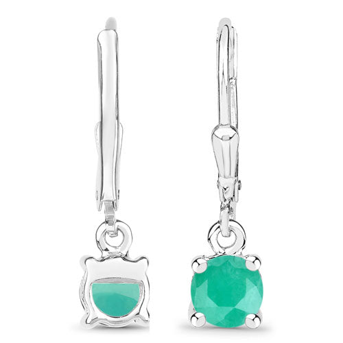 0.92 Carat Genuine Emerald Sterling Silver Dangle Earrings