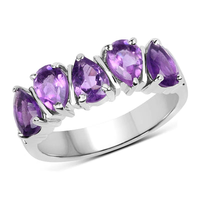 Bague en argent sterling .925 avec améthyste véritable de 1,85 carat